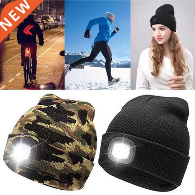 4 LED Lighted Cap Warm Beanies Hands Free Battery Type Fishi