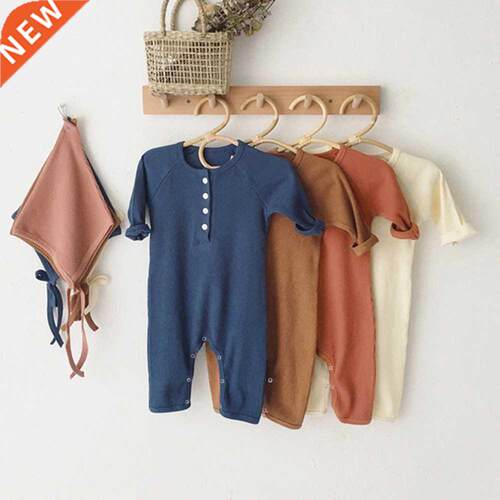 Baby Boys Girls Rompers Cotton Long Sleeve Solid Knitted Jum