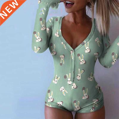 Rabbt V-neck Cute Long Sleeve Bodycon Bodysut for Women 20