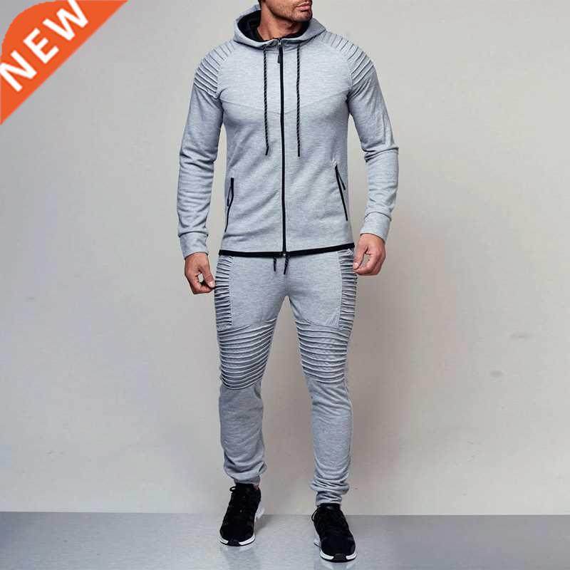 2 pieces sets tracksuit men new brand autumn winter hooded s