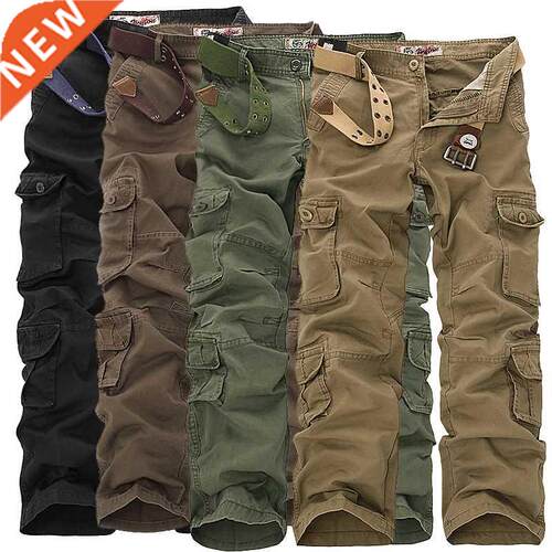 new Military Tactical pants men Multi-pocket washed overalls