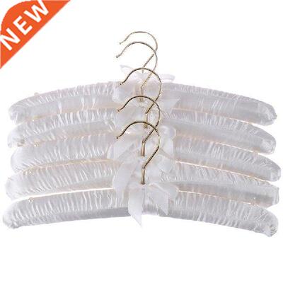 5 X White Satin Padded Clothes Hook Hanger