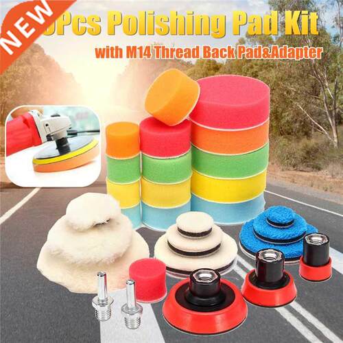 29Pcs Polishing Pad Kit With M14 Thread Back Pad&Adapter