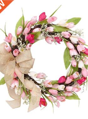 Artificial Flower Tulip Floral Twig Door Wreath Spring