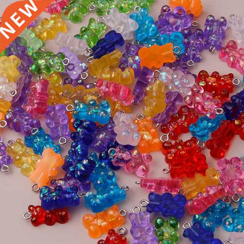 10pcs 22X11mm Resin Sequins Gummy Bear Charms for Jewelry Ma