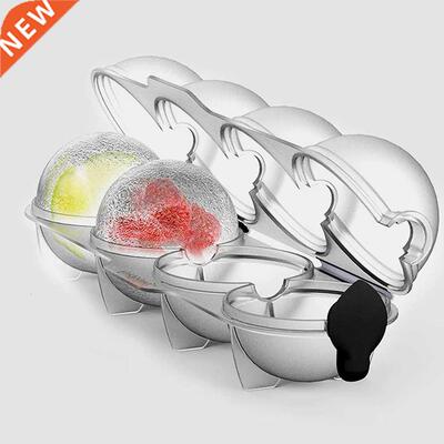 4-Cavity Plastic Round Ice Molds Hockey Freezer Mould for Wh