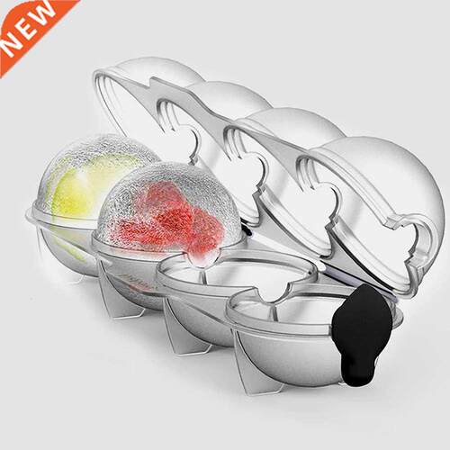 4-Cavity Plastic Round Ice Molds Hockey Freezer Mould for Wh