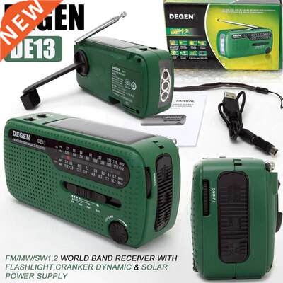 DEGEN DE13 FM AM SW Crank Dynamo Solar Power Emergency Radi