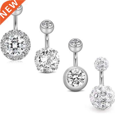 3~6 Pcs Belly Button Rings 6MM Stainless Steel 14G CZ Navel