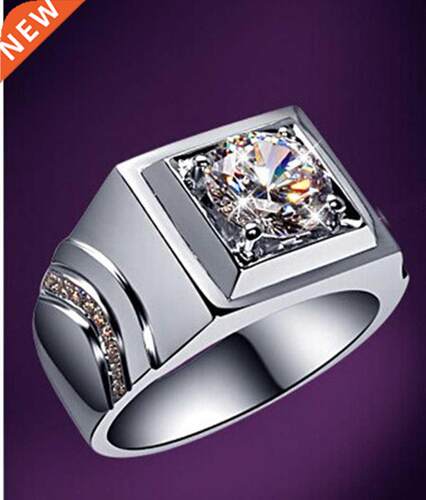 Solid Platinum PT950 Ring 1Carat Fine Diamond Men's Engageme