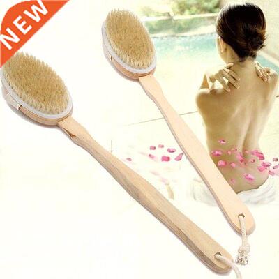 Wooden long-handled pig bristles bath brush with soft