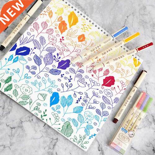 3pcs Retro Color Twin Marker Pens Set Brush Drawing Fine Lin