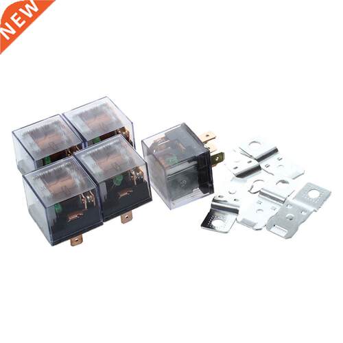 5Pcs 1NC+1NO SPDT 5P Green Lamp Car Relay DC 12V 80A