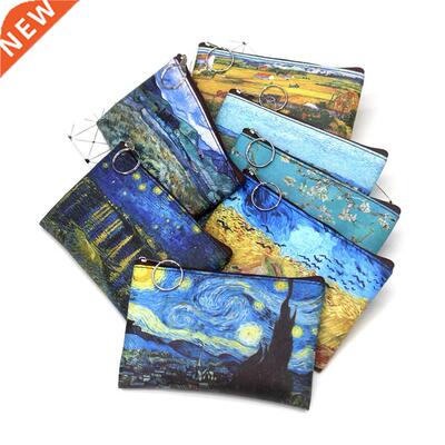 1 Pcs Mini Vintage Oil Painting Coin Purse Women Girls Fashi