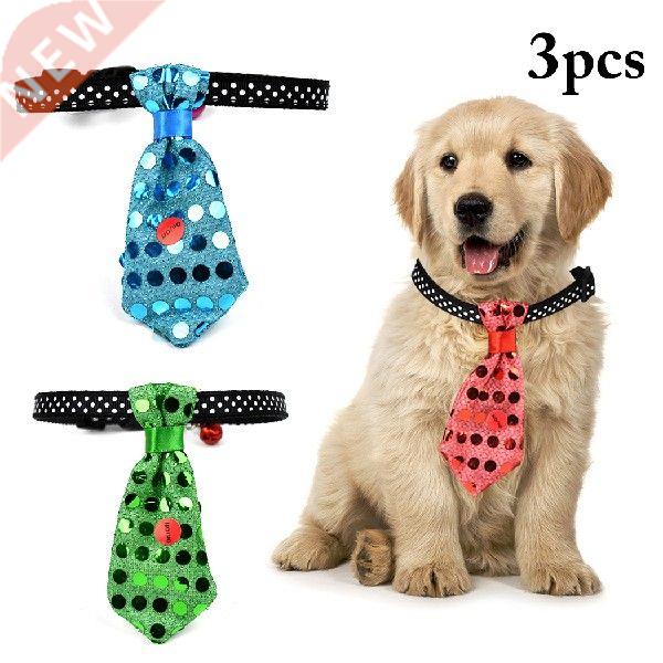 3pcs Pet Collar Tie Fashion Sequin Decor LED Light up Dog