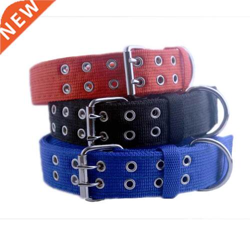 Army Green Canvas Dog Collar Double Row Buckle Strong Adjust