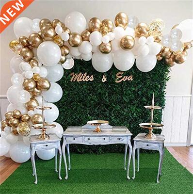 White Balloon Garland Arch Kit, White Gold Confetti Balloons