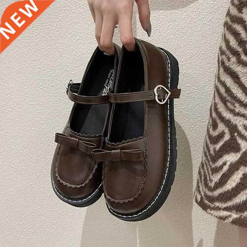 Gothic Lolita Bowknot Heart Mary Jane Shoes Women Cute Kawai
