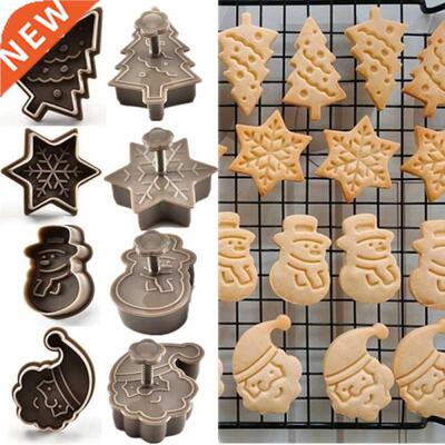 4Pcs/set Plastic Cookie Baking Moulds (Snowman/snowflake/chr
