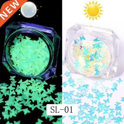6 Bottle Luminous Sequins Glow In the Dark Glitters Resin Je