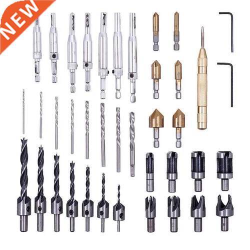 39Pcs Wood Drill Countersink Drill Bit Wood Plug Cutter with