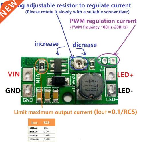 DC 6-24V 0-900mA Adjustable LED Driver PWM Controller DC-DC