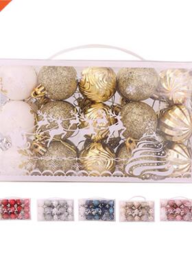30Pcs Glitter Christmas Balls Pendant Anti-deform Plastic Ho