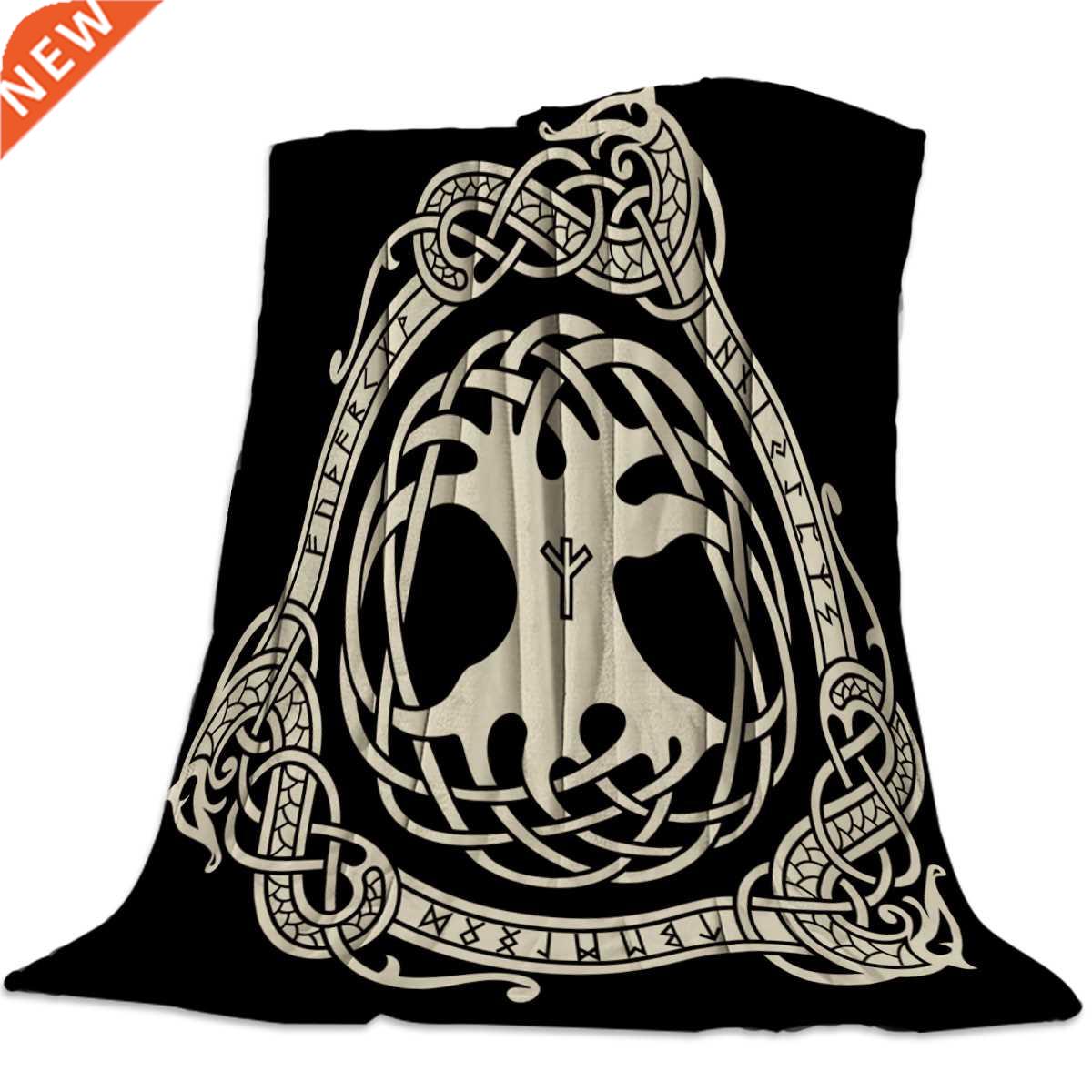 Flannel Blanket for Bed Ancient Totem Geometric Symbol