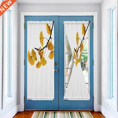 Autumn Golden Ginkgo Leaves Door Curtain for Bedroom