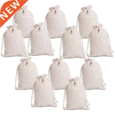 New 12Pcs Small Cotton Drawstring Bags Reusable Muslin