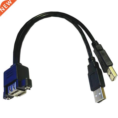 50cm Dual USB 2.0 A female panel mount to 2 USB A male exten