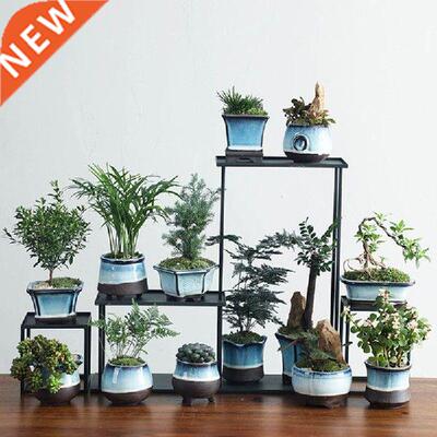 Tianmu Glaze Blue Bonsai Pot Breathable Container Ceramic