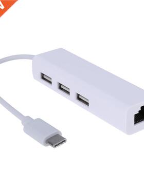 3 Ports USB HUB 2.0 Type C to Ethernet LAN RJ45 Adapter Wire