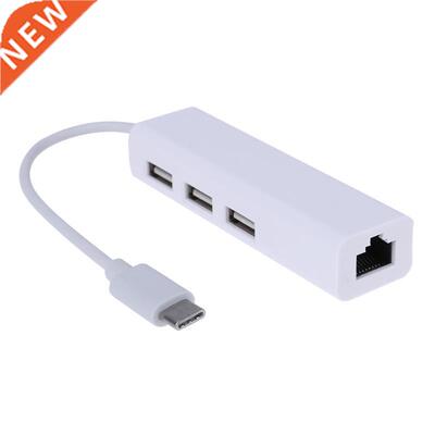 3 Ports USB HUB 2.0 Type C to Ethernet LAN RJ45 Adapter Wire