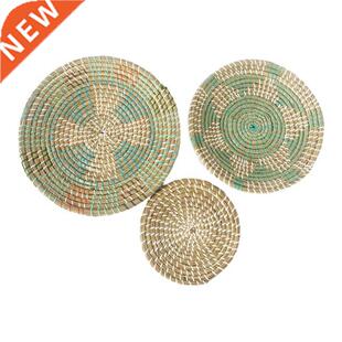 3pcs Hnging Woven Wll Bsket Decor Hnde Segrss Round