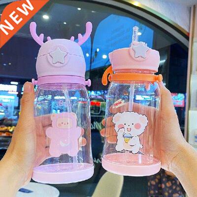 600ML Antler Water Bottle Children Bounce Straw Drinkware