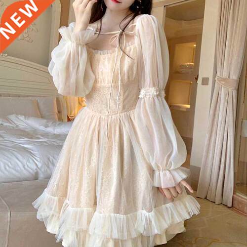 Lolita Kawaii Dress Women Casual Long Sleeve Vintage Y2k Min