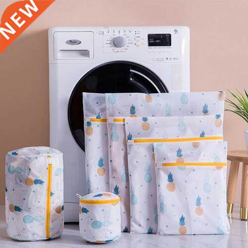 Pineapple Printing Zippered Mesh Laundry Bag Polyester Washi