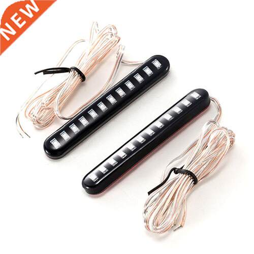 2PCS Car Motorcycle Flowing Water Tail Brake Lights 12 LED T