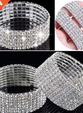 Fashion 4/5/8 Rows Full Crystal Rhinestone Elastic Bracelet