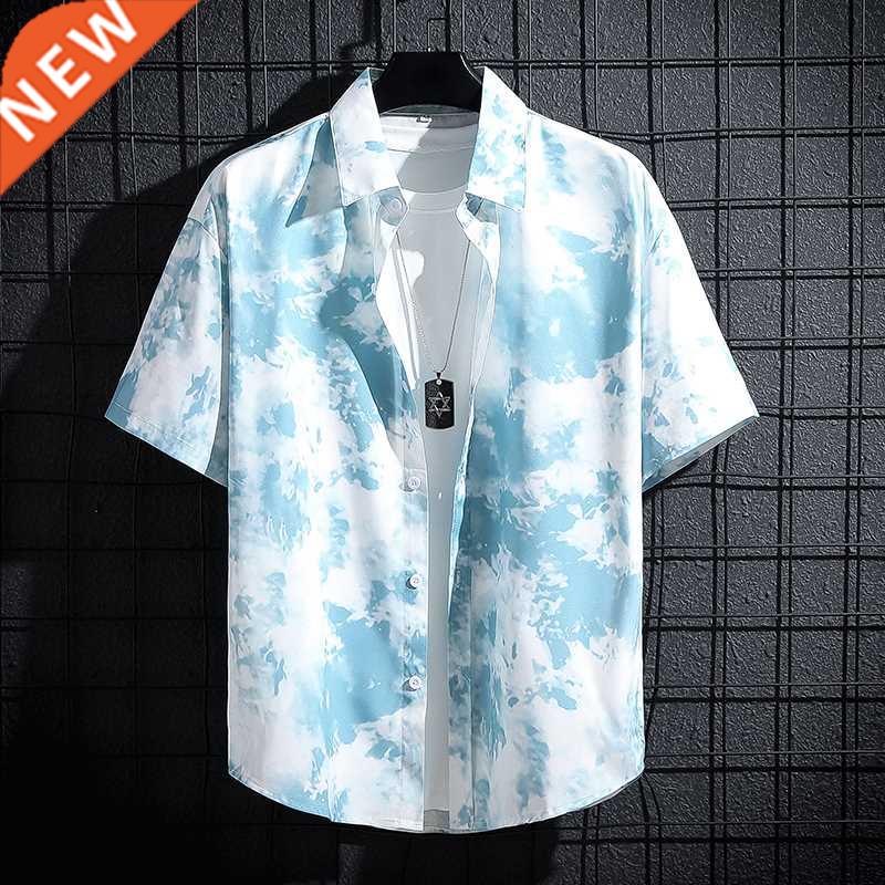 New men's short-sleeved printed shirt men and women