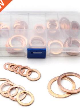 80Pcs Solid Copper Washer Set 8 Sizes Flat Ring Gasket Sump