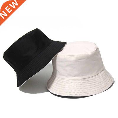 Black Solid Bucket Hat Two side Wear Unisex Bob Caps Hip Ho