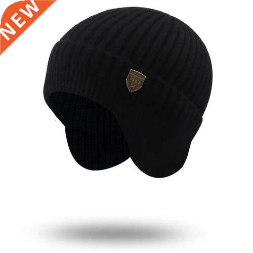 Simple winter earmuff cap men's outdoor knitted hat women's