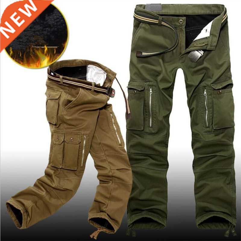 Winter Fleece Warm Tactical Pants Zip Cotton Trousers Loose