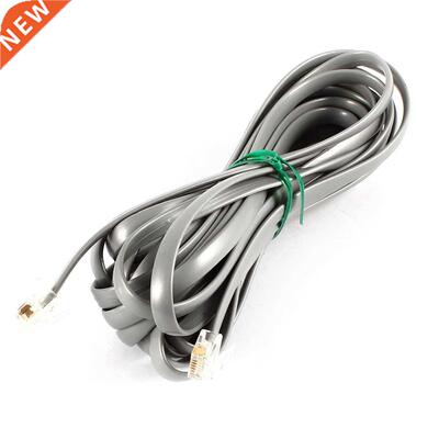 Gray Noodles 6P6C RJ11 M/M Flat Telephone Cable Cord 5M 16ft