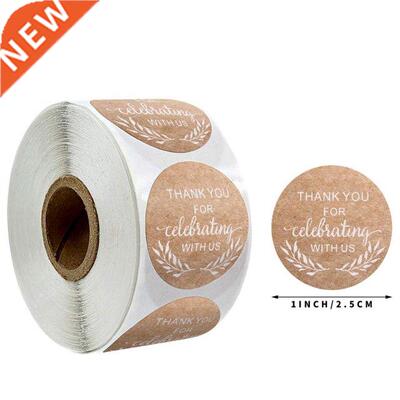 100-500pcs Round Thank You Stickers Scrapbooking Kraft Stick