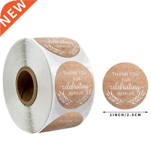 100-500pcs Round Thank You Stickers Scrapbooking Kraft Stick