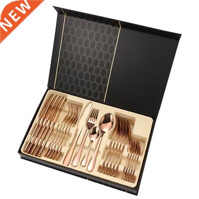 24pcs Dinnerware Set Stainless Steel Tableware Set Knife For