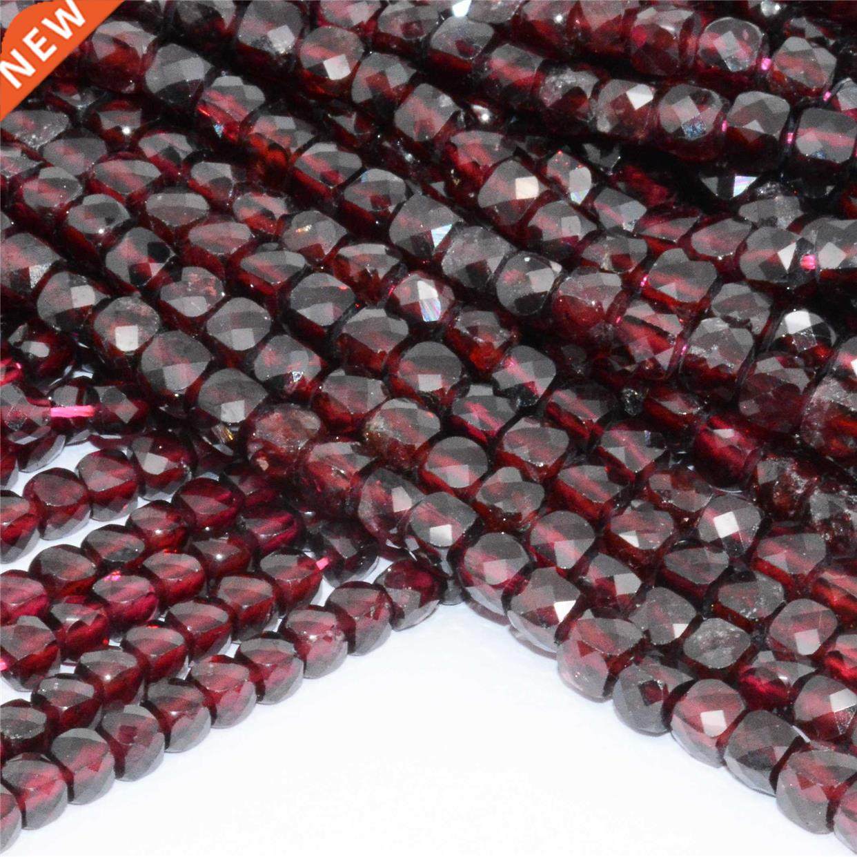 natural pyrope garnet irregular faceted cube beads 4mm / 4.